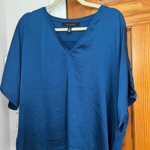 White House Black Market Deep Blue V-Neck Blouse